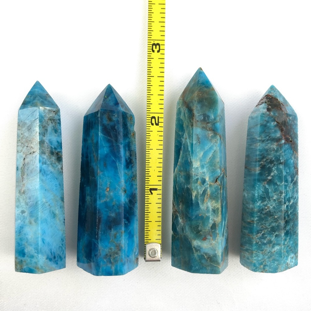Blue Apatite Stone Healing Crystal Pyramid Tower Wand Point Obelisk Rock - Picture 9 of 10